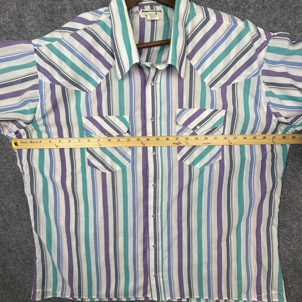 Ruddock Western Shirt Mens 3XL Purple Teal Striped Pearl Snap Vintage USA Made